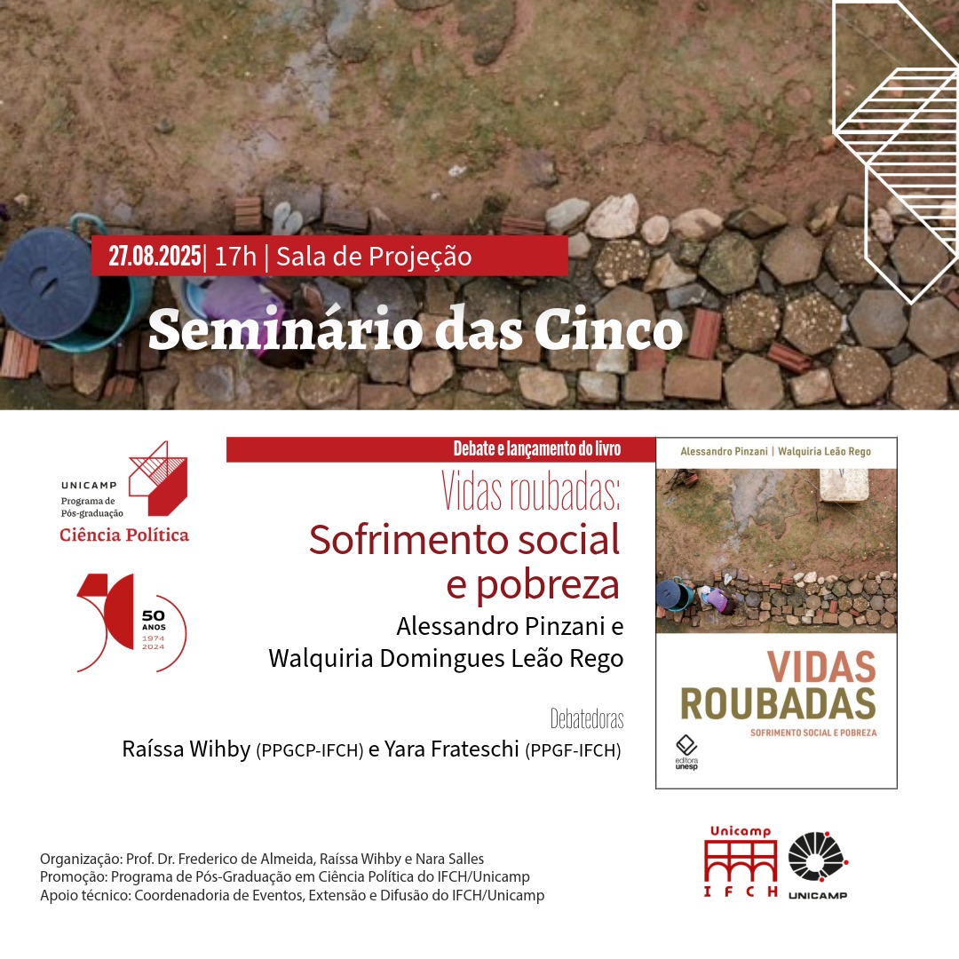 Seminários das Cinco: Debate e lançamento do livro "Vidas Roubadas: Sofrimento social e pobreza"