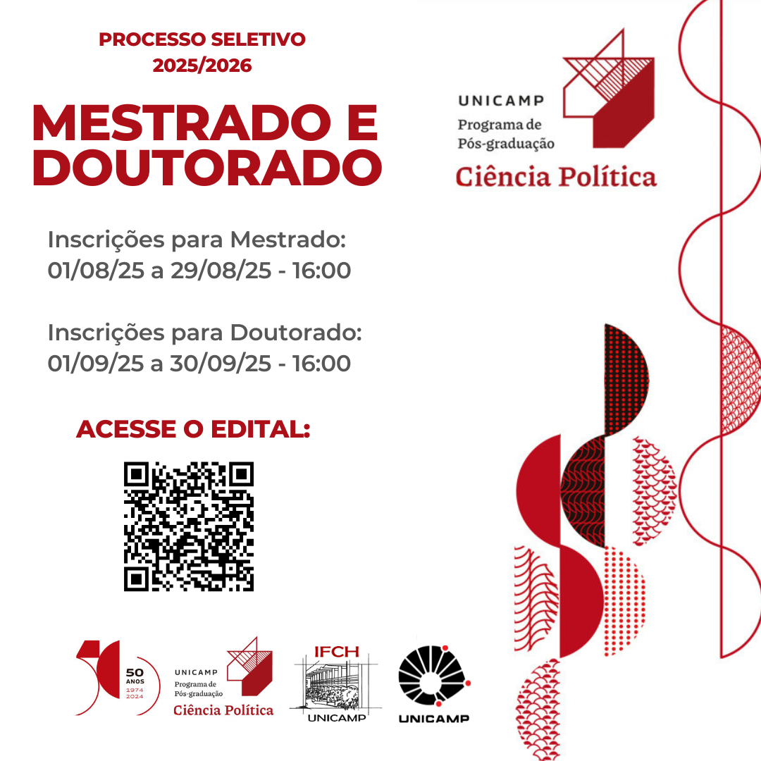 cartaz com informações do processo seletivo para pós-graduação em Ciência Política 2S/2025